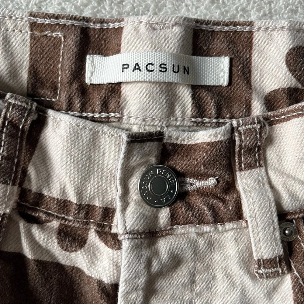 Pacsun Jeans Womens 22 (XS) Eco Flower Checkerboard Button Fly High Rise Frayed - Picture 2 of 9